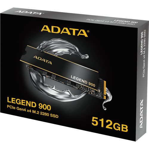 Твердотельный накопитель/ ADATA SSD LEGEND 900, 512GB, M.2(22x80mm), NVMe 1.4, PCIe 4.0 x4, 3D NAND, R/W 6200/2300MB/s, IOPs н.д./н.д., TBW 300, DWPD 0.14, with Heat Sink (5 лет) ADATA
