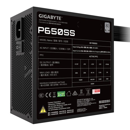 Блок питания Gigabyte GP-P650SS 650W 80+ Silver - Надежное решение для вашего ПК (ATX, Non-modular, Active PFC)