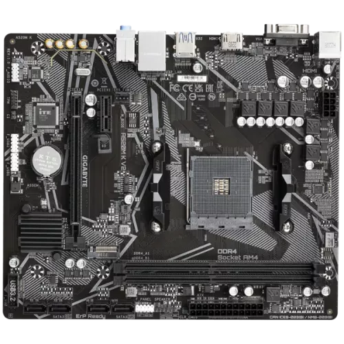 Материнская плата GIGABYTE A520 для AMD sAM4 | 2xDDR4 до 64GB, HDMI 2.1, mATX, 4xSATA, 1xM.2, 4xUSB 3.2