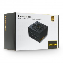 Блок питания/ Power Supply HSPD, 850W 80+ Gold (ATX, 2.52, Full modular, 1x24(20+4)pin mesh 550mm, 1xCPU*2 8(4+4)pin 650+150mm, 2xPCIe*2 8(6+2)pin 500+150mm, 2xSATA*3 450+150+150mm, 1xMOLEX4pin*3 450+150+150mm , Active, 120x120mm, 150x140x86mm, APFC, OVP,