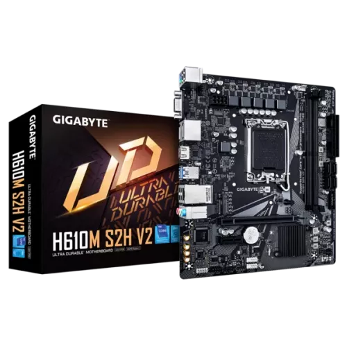 Материнская плата GIGABYTE INTEL H610 s1700 – mATX, 2xDDR5 до 64GB, HDMI 2.1, PCIe 4.0, 4xSATA, 1xM.2, USB 3.2 и 2.0