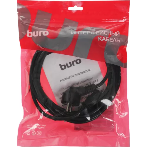 Кабель Buro BU-PCAB-5M-16A IEC C13 Евровилка угловой 5м