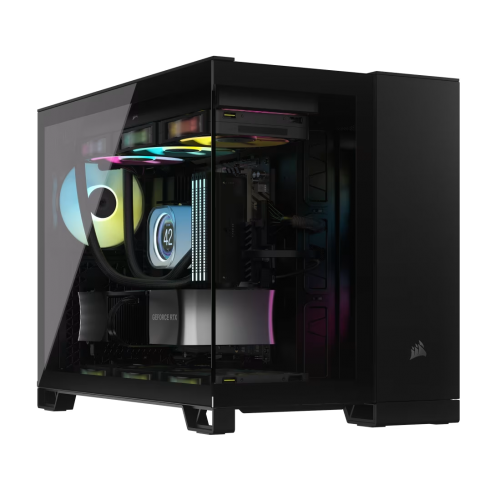 Корпус без блока питания/ Case Corsair iCUE LINK 2500X RGB, Midi-Tower, TG, 2x120mm RGB, 2xUSB-A 3.2, 1xUSB 3.2 Type-C, mATX, mITX Black Corsair