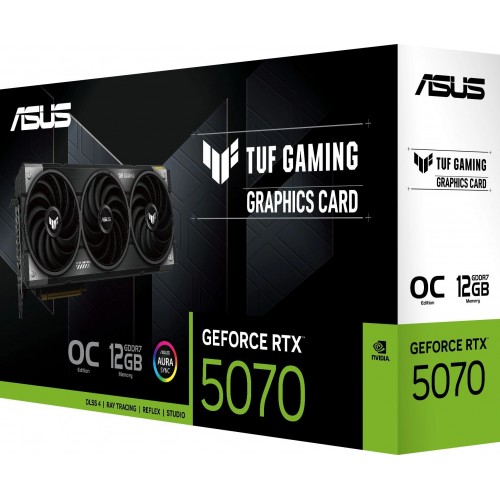 Купить видеокарту Asus TUF-RTX5070-O12G-GAMING с NVIDIA GeForce RTX 5070, 12ГБ GDDR7, PCI-E 5.0, HDMI и DP для геймеров