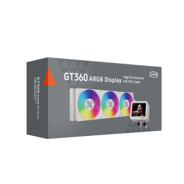 Система охлаждения/ Water Cooling System PCCooler GT360 ARGB Display WH (310W, 360mm, LED temp., White, ARGB/ Fans: 3x120mm, 99CFM, 41.5dBA, 3000RPM/ Pump 15dBA, 2600RPM, Rad thickness 27mm/ S: 1851, 1700, 1200, 115X, AM5, AM4)
