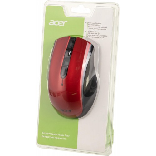 Мышь Acer OMR032 черный/красный оптическая 1600dpi беспров. USB 4but (ZL.MCEEE.009)