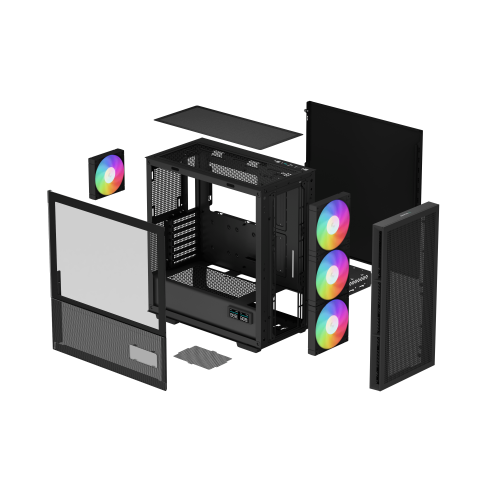 Корпус ПК без блока питания/ Case Deepcool CH560 DIGITAL, Midi-Tower, TG, 3x140mm ARGB, 1x120mm ARGB, 1xUSB-A 3.0, 1xUSB 3.2 Type-C, E-ATX, ATX, mATX, mITX Black Deepcool