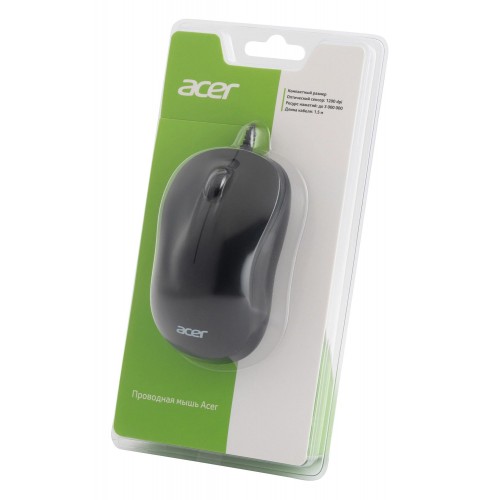 Оптическая мышь Acer OMW140 черная с разрешением 1200dpi и USB - идеальный выбор для комфортной работы