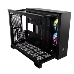 Корпус без блока питания/ Case Corsair iCUE LINK 2500X RGB, Midi-Tower, TG, 2x120mm RGB, 2xUSB-A 3.2, 1xUSB 3.2 Type-C, mATX, mITX Black