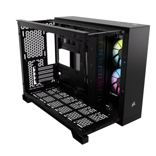 Корпус без блока питания/ Case Corsair iCUE LINK 2500X RGB, Midi-Tower, TG, 2x120mm RGB, 2xUSB-A 3.2, 1xUSB 3.2 Type-C, mATX, mITX Black Corsair