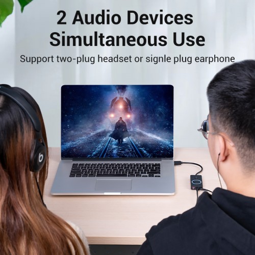 Внешняя звуковая карта Vention USB c регулятором громкости Черная Vention