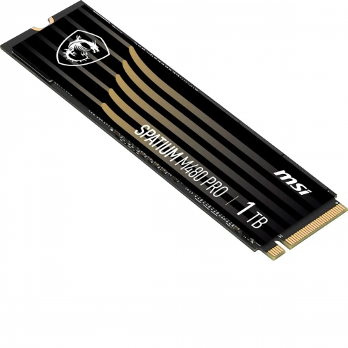MSI SSD SPATIUM M480 Pro, 1000GB, M.2(22x80mm), NVMe, PCIe 4.0 x4, 3D TLC, R/W 7400/6000, IOPs 750 000/1 000 000, DRAM buffer 1024MB, TBW 700, DWPD 0.38 (5 лет) MSI
