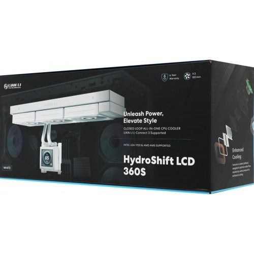 Система водяного охлаждения Lian-Li HydroShift LCD 360S Soc-AM5/AM4/1700/1851 белый 4-pin 29.8dB Al+Cu LCD 330W Ret (G89.GHSLCD36SW.R0) [G89.GHSLCD36SW.R0]