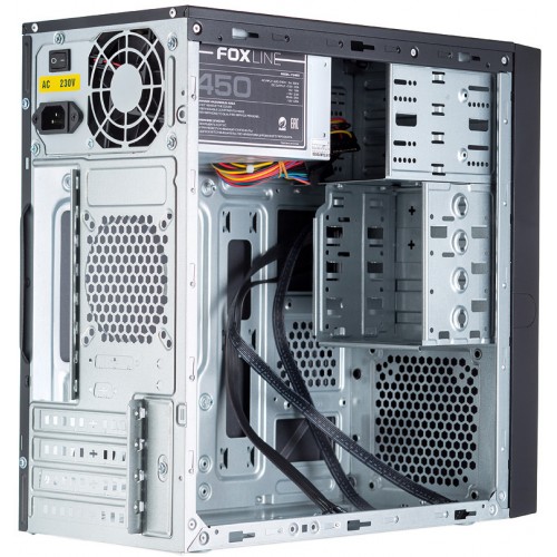 Корпус с блоком питания 450Вт./ Case Foxline FL-733, mATX, 2x5.25EXT, 2x3.5EXT, 5x3.5INT, 2xUSB2.0, HDA, w/o FAN, w/450W ATX PSU, w/1.2m EU pwr cord Foxline