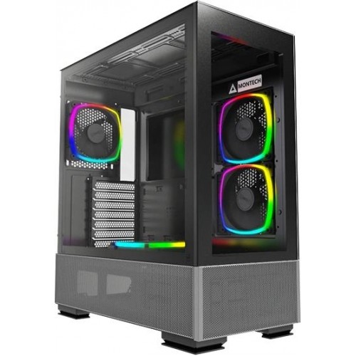 Корпус Montech Sky Two в черном цвете ATX с 3 вентиляторами 140mm, 2xUSB3.0 и аудиоразъемом - идеальное решение для вашего ПК
