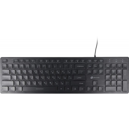 Клавиатура Оклик 550ML черная USB Slim с мультимедиа и LED подсветкой - 1.5м кабель (1061617)