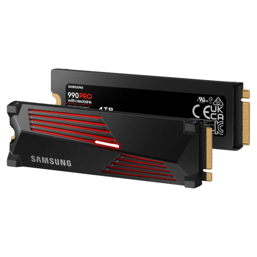 Твердотельный накопитель/ Samsung SSD 990 PRO, 4000GB, M.2(22x80mm), NVMe 2.0, PCIe 4.0 x4, V-NAND TLC, R/W 7450/6900MB/s, IOPs 1 400 000/1 550 000, DRAM buffer 4096MB, TBW 2400, DWPD 0.33, with Heatsink (12 мес.) Samsung Electronics