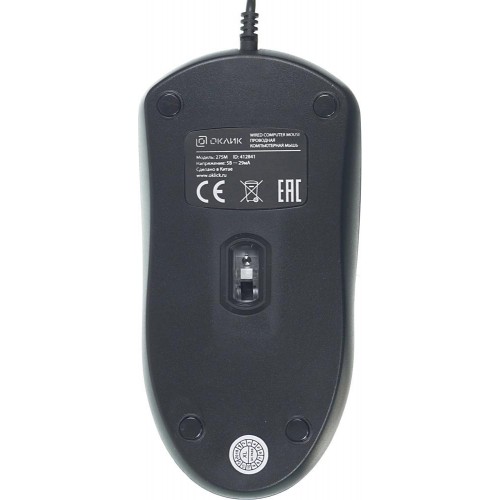 Мышь Оклик 275M черный оптическая 1200dpi USB 3but (412841)