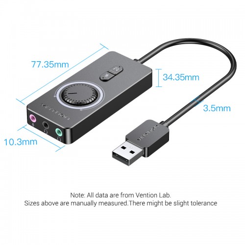 Внешняя звуковая карта Vention USB c регулятором громкости Черная Vention