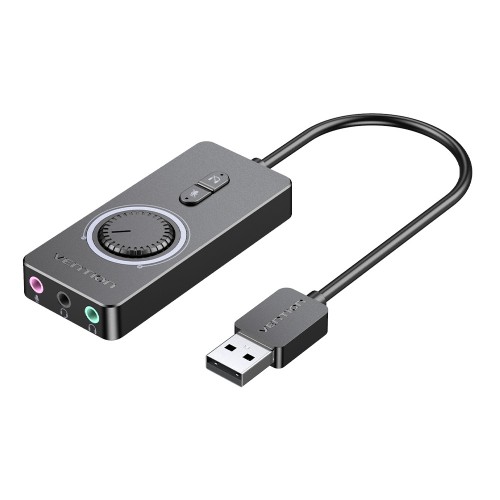 Внешняя звуковая карта Vention USB c регулятором громкости Черная Vention