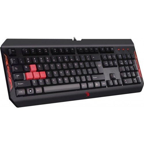 Клавиатура A4Tech Q100 USB для геймеров с LED подсветкой и кабелем 1.8м - Черная