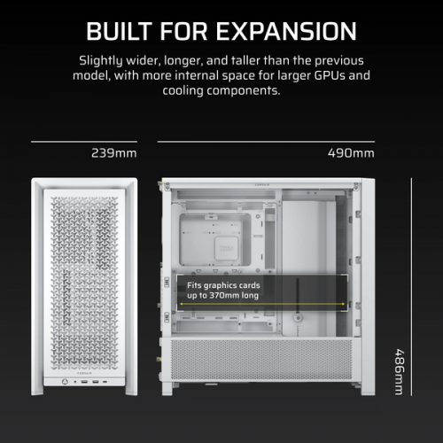 Корпус Corsair Frame 4000D White без блока питания - Midi-Tower с TG, USB 3.2 и поддержкой E-ATX, ATX, mATX, mITX