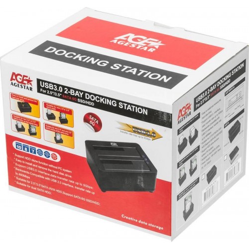 Док-станция для HDD AgeStar 3UBT8 SATA III USB3.0 пластик/алюминий черный 2 [3UBT8]