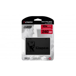 Твердотельный накопитель/ Kingston SSD A400, 240GB, 2.5" 7mm, SATA3, 3D TLC, R/W 500/350MB/s, TBW 80, DWPD 0.3 (36 мес)