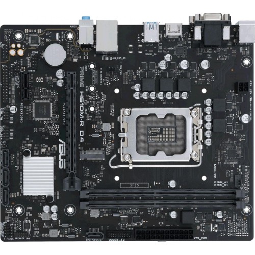 Купить материнскую плату Asus PRIME H610M-R D4-SI для Intel 1700, 2xDDR4, mATX, 8ch звук, HDMI, DVI