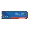 Твердотельные накопители/ WD SSD Blue SN5100, 500GB, M.2(22x80mm), NVMe, PCIe 4.0 x4, TLC, R/W 6600/5600MB/s, TBW 300, DWPD 0.3 (12 мес.)
