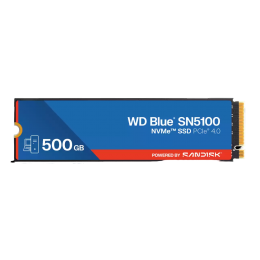 Твердотельные накопители/ WD SSD Blue SN5100, 500GB, M.2(22x80mm), NVMe, PCIe 4.0 x4, TLC, R/W 6600/5600MB/s, TBW 300, DWPD 0.3 (12 мес.)