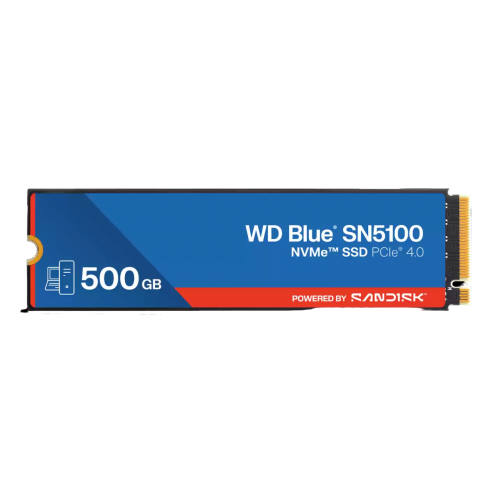 Твердотельные накопители/ WD SSD Blue SN5100, 500GB, M.2(22x80mm), NVMe, PCIe 4.0 x4, TLC, R/W 6600/5600MB/s, TBW 300, DWPD 0.3 (12 мес.)
