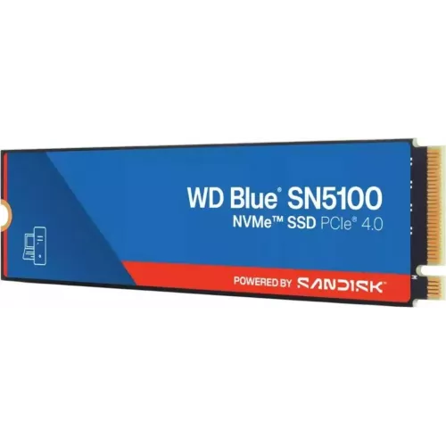 Твердотельные накопители/ WD SSD Blue SN5100, 500GB, M.2(22x80mm), NVMe, PCIe 4.0 x4, TLC, R/W 6600/5600MB/s, TBW 300, DWPD 0.3 (12 мес.)