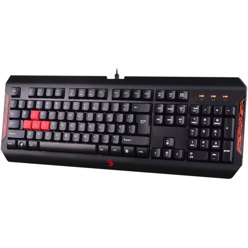 Клавиатура A4Tech Q100 USB для геймеров с LED подсветкой и кабелем 1.8м - Черная