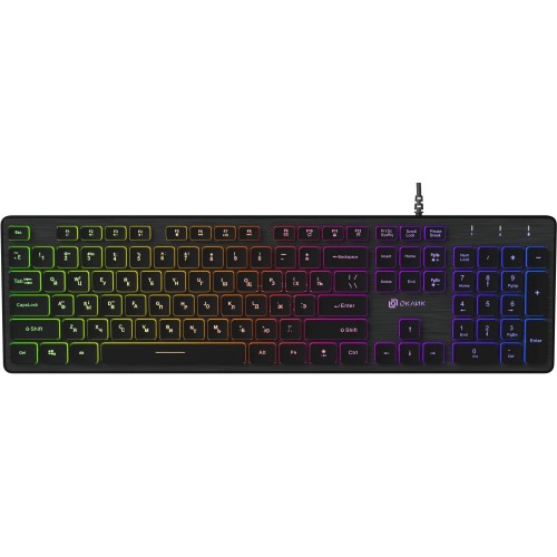 Клавиатура Оклик 550ML черная USB Slim с мультимедиа и LED подсветкой - 1.5м кабель (1061617)