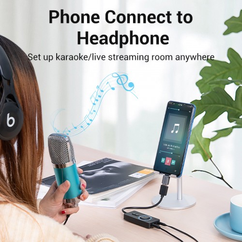 Внешняя звуковая карта Vention USB c регулятором громкости Черная Vention