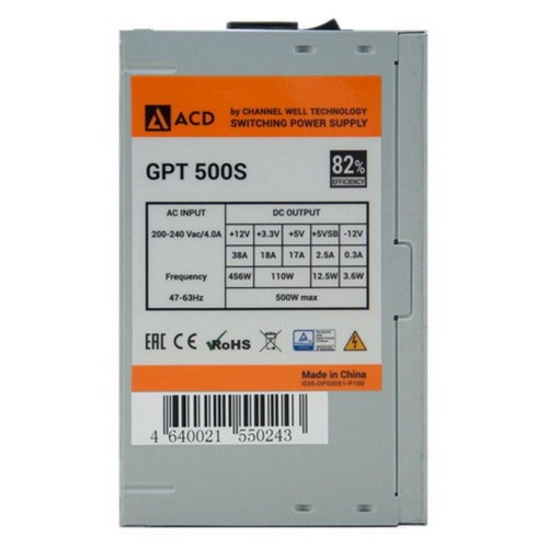 Блок питания ACD GPT500S 500W с 82% эффективностью и 120mm FAN для ПК - OEM версия