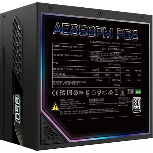 Купить блок питания Gigabyte AORUS ELITE P850W 850W 80+ Platinum – мощный и надежный ATX Power Supply с полным модульным подключением и поддержкой PCIe 5.0