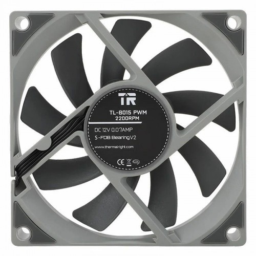 Вентилятор корпусный/ Case Cooler Thermalright TL-8015 (80x80x15mm, 4-pin PWM, 28.4CFM, 23.3dBA, 2200RPM, Grey)