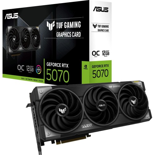 Купить видеокарту Asus TUF-RTX5070-O12G-GAMING с NVIDIA GeForce RTX 5070, 12ГБ GDDR7, PCI-E 5.0, HDMI и DP для геймеров