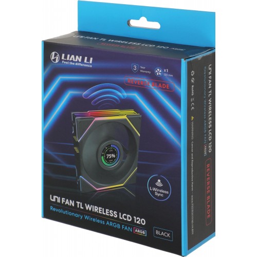Вентилятор Lian-Li Uni Fan TL Wireless LCD 120 с ARGB подсветкой - 120х124.5x28 мм, 31 дБ, черный