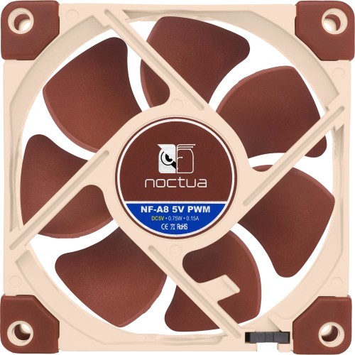 Кулер для корпуса/ Case Cooler Noctua NF-A8 5V PWM (80x80x25mm, 4-pin PWM, 32.6CFM, 17.7dBA, 2200RPM, Beige/Brown)