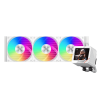Система охлаждения/ Water Cooling System PCCooler GT360 ARGB Display WH (310W, 360mm, LED temp., White, ARGB/ Fans: 3x120mm, 99CFM, 41.5dBA, 3000RPM/ Pump 15dBA, 2600RPM, Rad thickness 27mm/ S: 1851, 1700, 1200, 115X, AM5, AM4) PcCooler