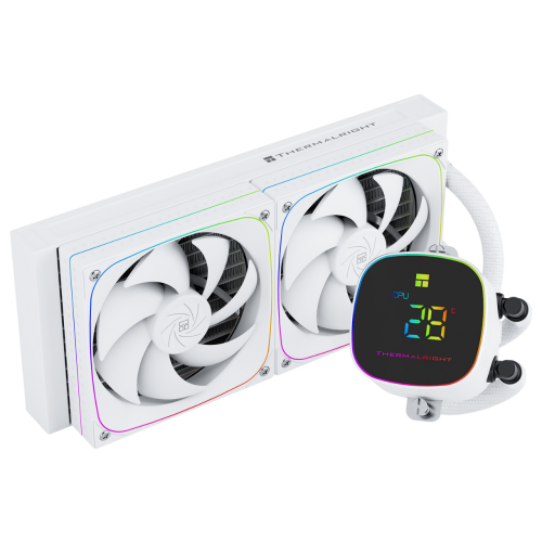 Система жидкостного охлаждения/ Water Cooling System Thermalright Frozen Horizon 240 Digital (240mm, LED temp., White, ARGB/ Fans: 2x120mm, 68.9CFM, 28.2dBA, 2000RPM/ Pump height 53.2mm, Rad thickness 27mm/ S: 1700, 1200, 1851, 115X, AM5, AM4) Thermalrigh