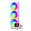 Система охлаждения/ Water Cooling System PCCooler GT360 ARGB Display WH (310W, 360mm, LED temp., White, ARGB/ Fans: 3x120mm, 99CFM, 41.5dBA, 3000RPM/ Pump 15dBA, 2600RPM, Rad thickness 27mm/ S: 1851, 1700, 1200, 115X, AM5, AM4) PcCooler