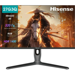 Монитор Hisense/ 27"/3840x2160, IPS/MiniLED, Local Dimming 1152 zone, 16:9, матовый, 160Hz(UHD)<-> 320Hz(FHD), время отклика 1мс, 350кд/м2, 1000:1,DisplayPort, HDMI*2, Type-C, USB HUB 3, черный, 2025