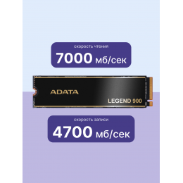 Твердотельный накопитель/ ADATA SSD LEGEND 900, 1024GB, M.2(22x80mm), NVMe 1.4, PCIe 4.0 x4, 3D NAND, R/W 7000/4700MB/s, IOPs н.д./н.д., TBW 600, DWPD 0.3, with Heat Sink (5 лет)