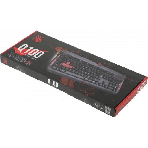 Клавиатура A4Tech Q100 USB для геймеров с LED подсветкой и кабелем 1.8м - Черная