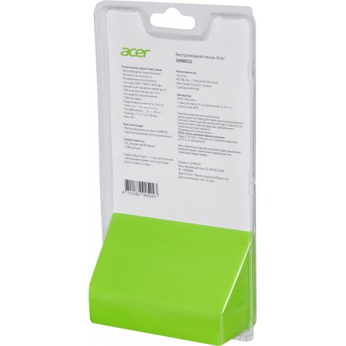 Мышь Acer OMR032 черный/красный оптическая 1600dpi беспров. USB 4but (ZL.MCEEE.009)