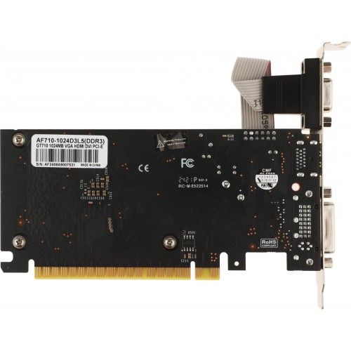 Видеокарта Afox PCI-E AF710-1024D3L5 с NVIDIA GeForce GT 710, 1ГБ GDDR3, DVI, HDMI и CRT - идеальное решение для бюджетных ПК